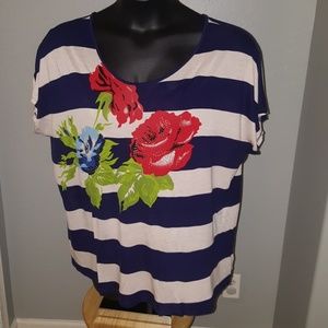 Blue & Off-White Top